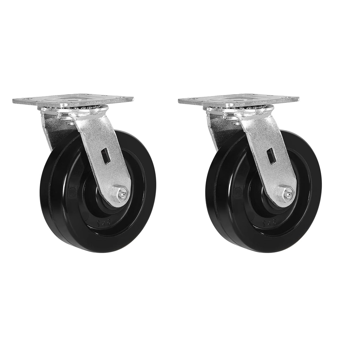 Heavy Duty Industrial Casters, Swivel w/Top Lock Brake, Black Non-Marking Phenolic Wheel, Load Capacity 800 lbs