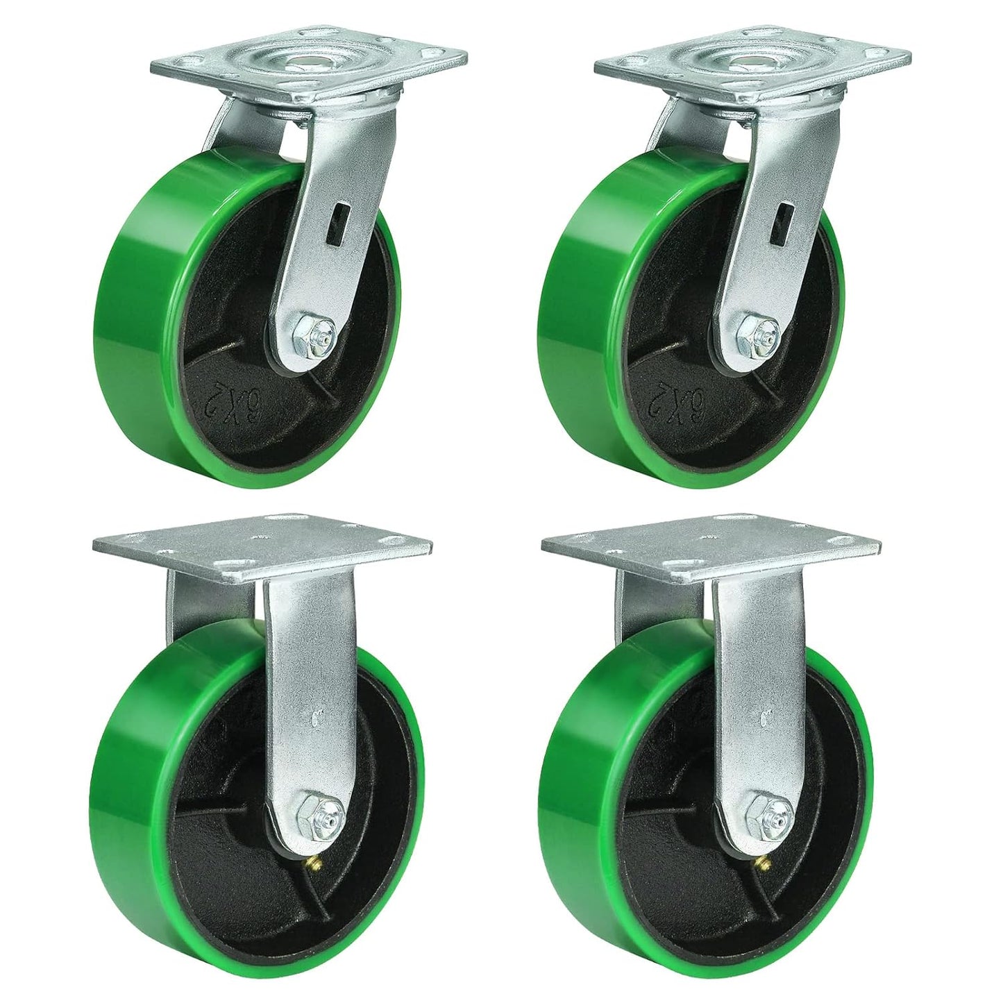 Polyurethane Wheel Swivel Casters,Rigid, Break, Industrial Load Capacity 4800lbs