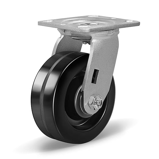 Heavy Duty Industrial Casters, Swivel w/Top Lock Brake, Black Non-Marking Phenolic Wheel, Load Capacity 800 lbs