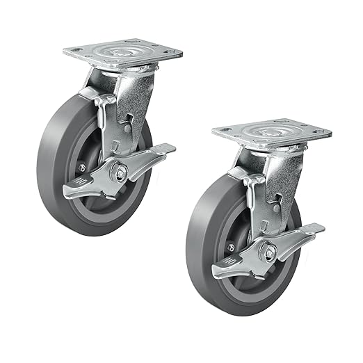 Casters, Swivel Rubber Casters Set of 4 Heavy Duty No Noise Plate Caster Wheels for Furniture Platform Truck Dolly Cart