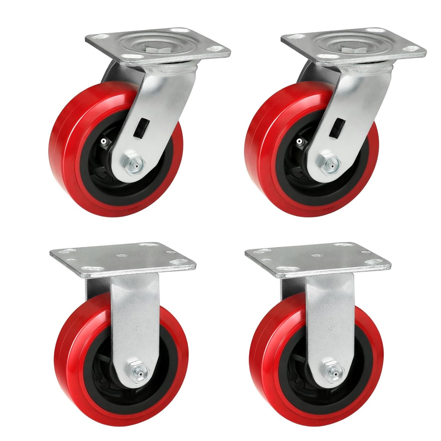 Heavy Duty Casters Set of 4 with 1200lbs Capacity, Polyurethane Tread on Polypropylene Core, Widely Used in Platform Trucks, Furniture, WorkBrench, Tool Box