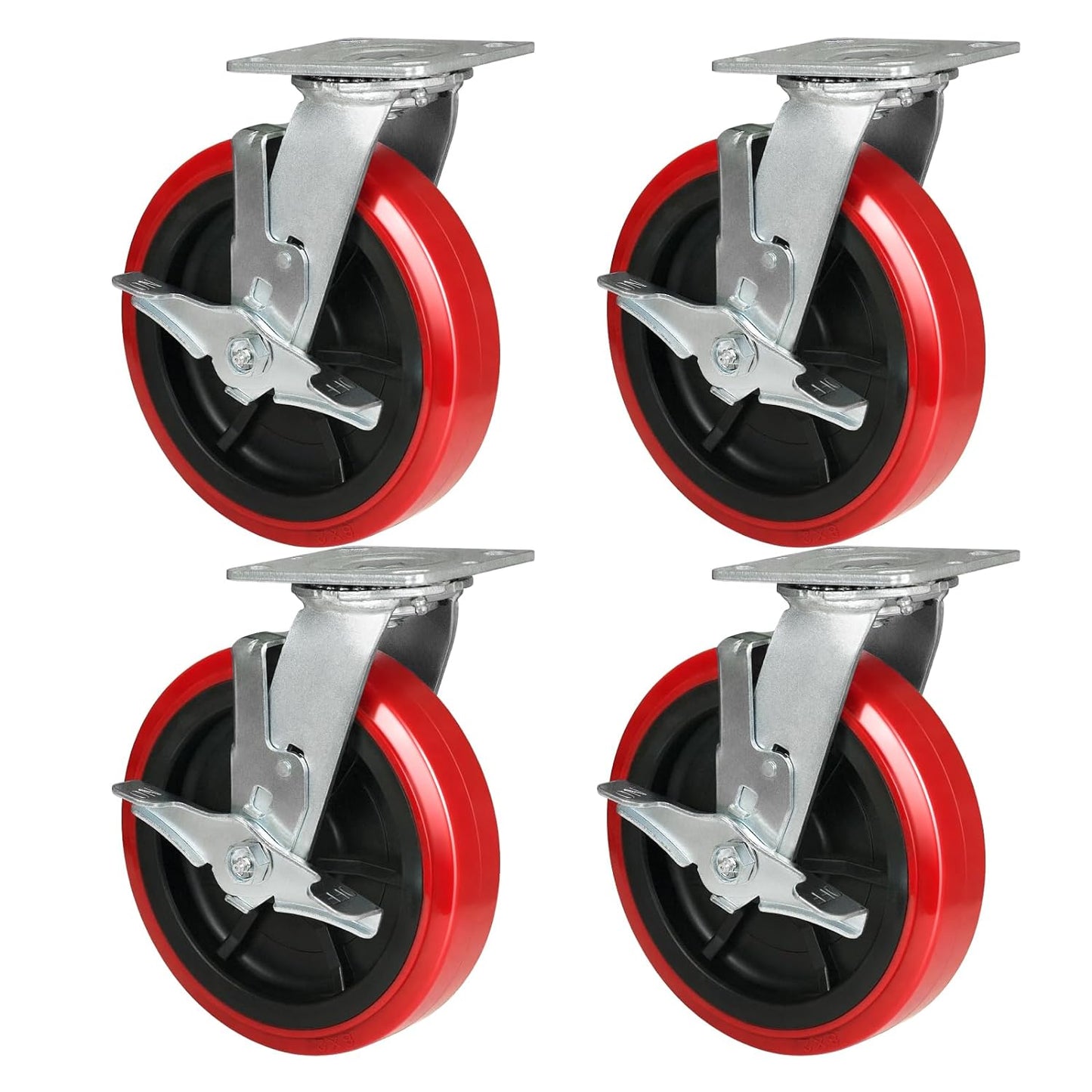 Heavy Duty Casters Set of 4 with 1200lbs Capacity, Polyurethane Tread on Polypropylene Core, Widely Used in Platform Trucks, Furniture, WorkBrench, Tool Box