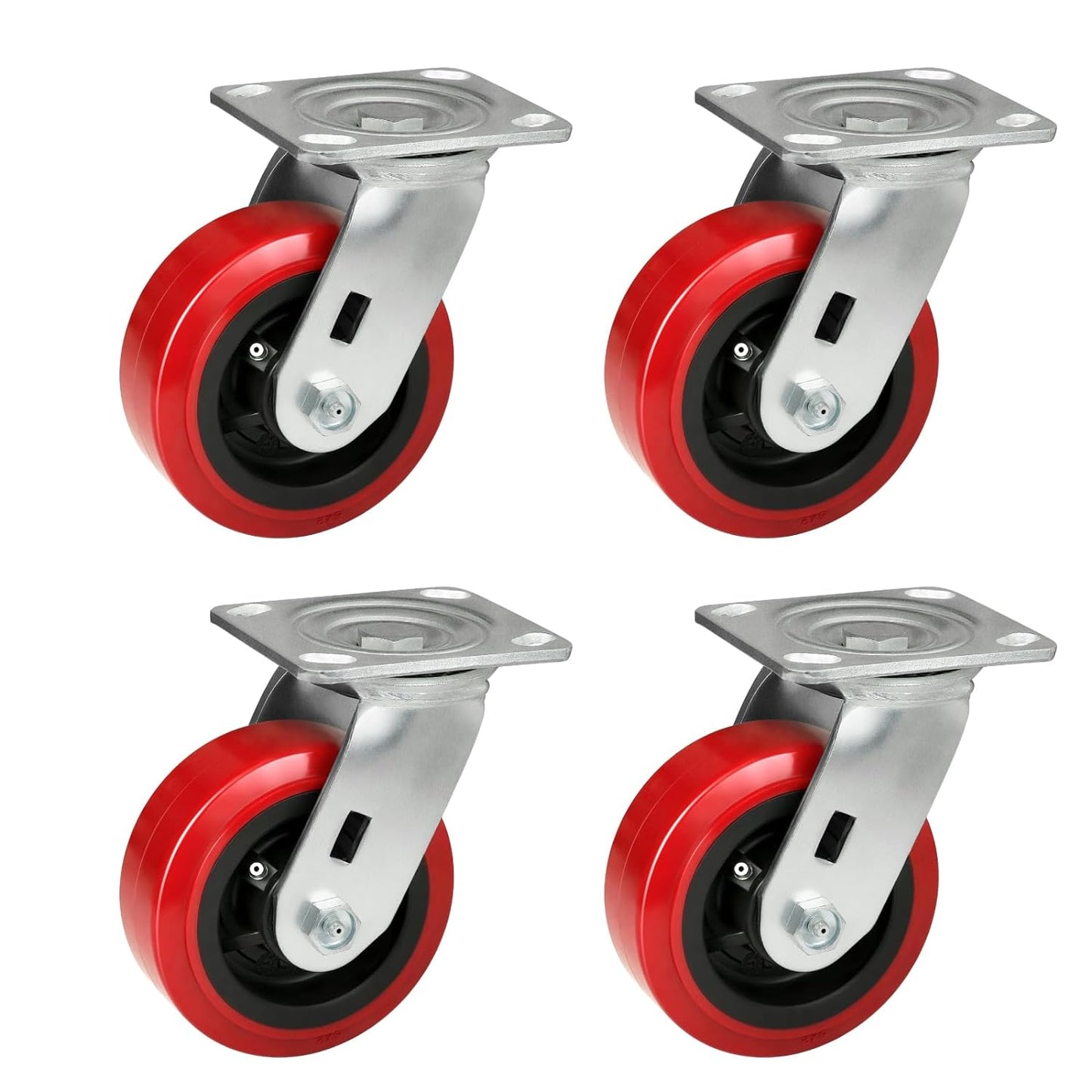 Heavy Duty Casters Set of 4 with 1200lbs Capacity, Polyurethane Tread on Polypropylene Core, Widely Used in Platform Trucks, Furniture, WorkBrench, Tool Box