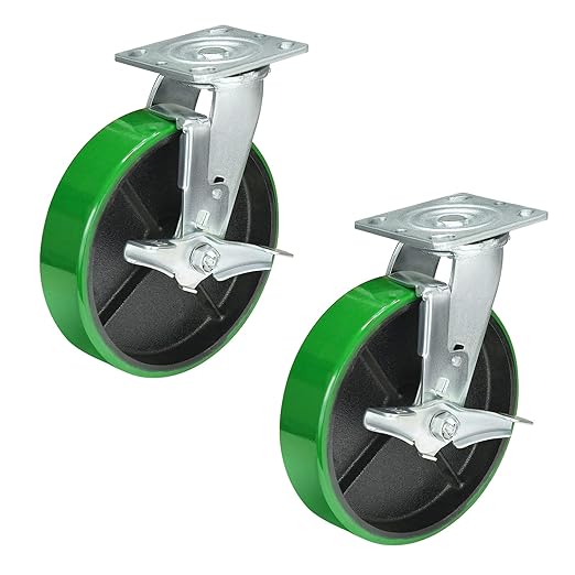 Polyurethane Wheel Swivel Casters,Rigid, Break, Industrial Load Capacity 4800lbs