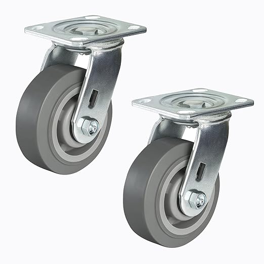 Casters, Swivel Rubber Casters Set of 4 Heavy Duty No Noise Plate Caster Wheels for Furniture Platform Truck Dolly Cart