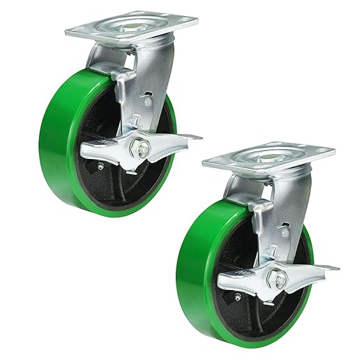 Polyurethane Wheel Swivel Casters,Rigid, Break, Industrial Load Capacity 4800lbs