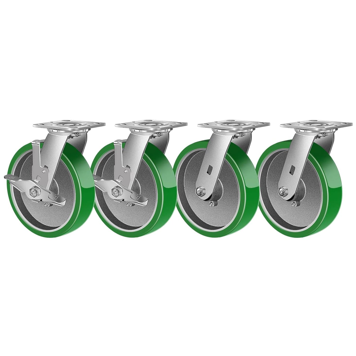 Industrial Casters- Heavy Duty Casters,Polyurethane on Aluminum Casters - Loading Capacity up to 1000LB.Use for Platform Truck,Workbench,Lift Tables