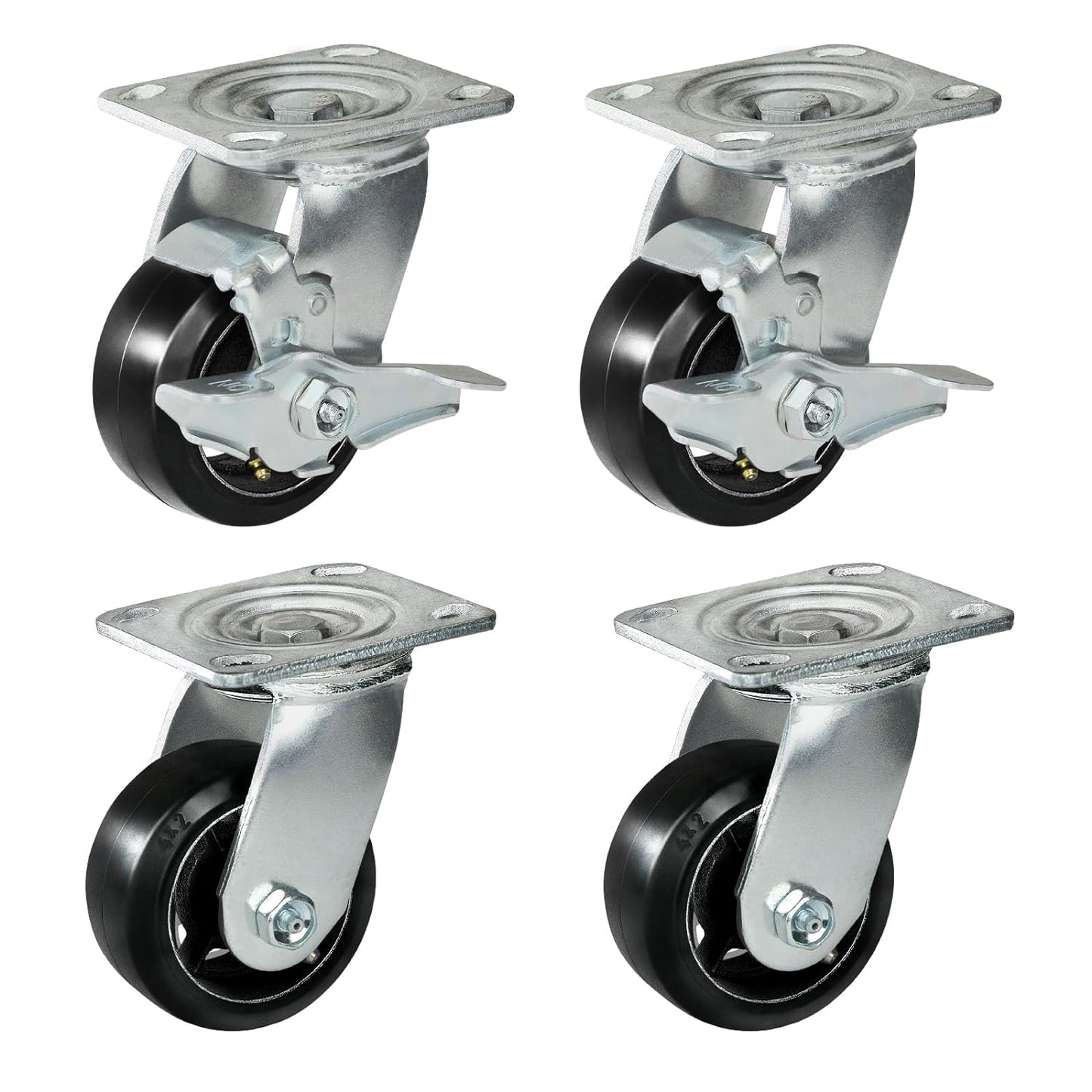 Rubber-Cast Iron Caster Wheels 700 lb Capacity for Heavy-Duty Mobility