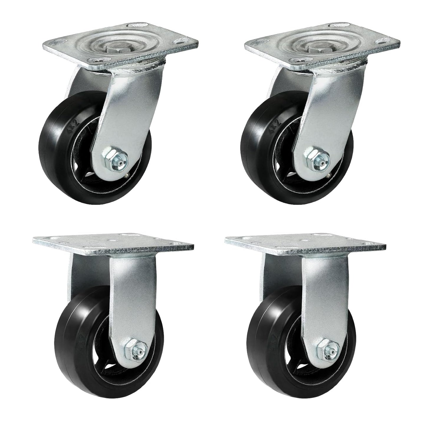 Rubber-Cast Iron Caster Wheels 700 lb Capacity for Heavy-Duty Mobility