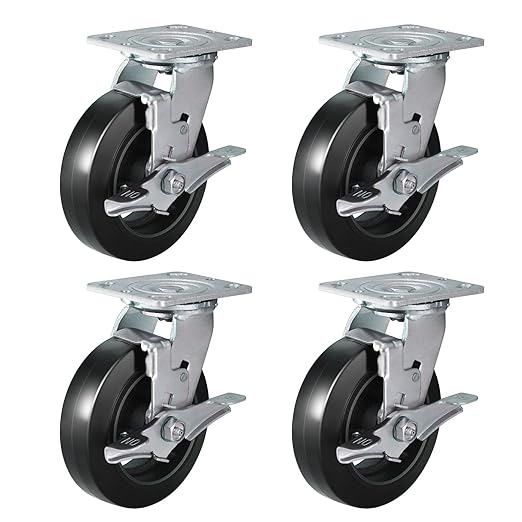 Rubber-Cast Iron Caster Wheels 700 lb Capacity for Heavy-Duty Mobility