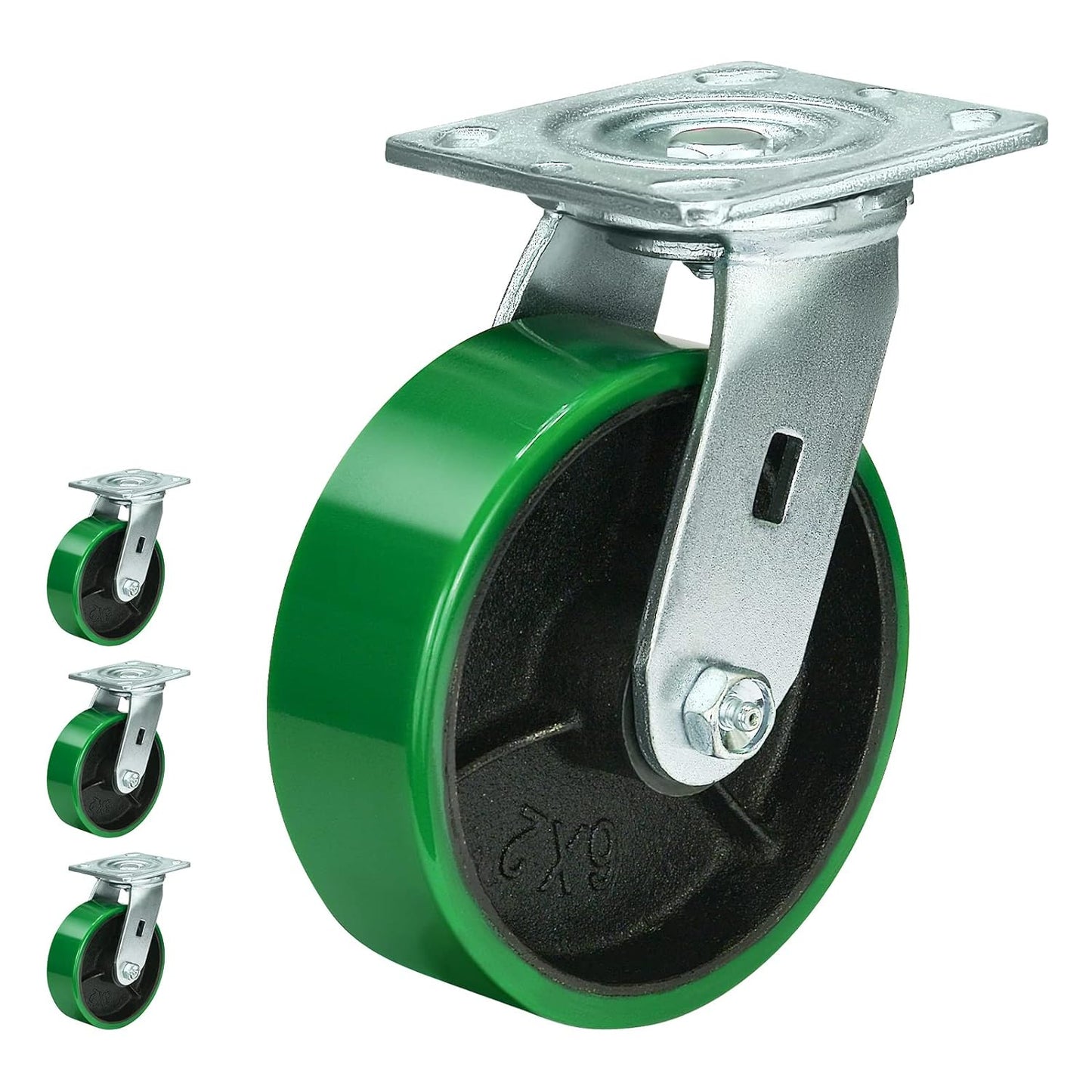 Polyurethane Wheel Swivel Casters,Rigid, Break, Industrial Load Capacity 4800lbs