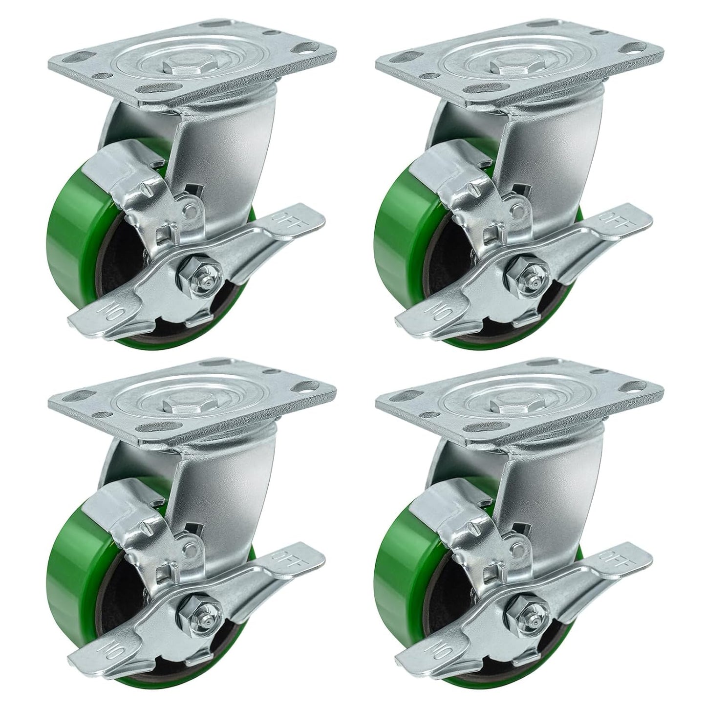 Polyurethane Wheel Swivel Casters,Rigid, Break, Industrial Load Capacity 4800lbs