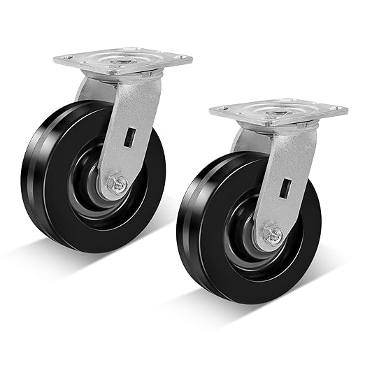 Heavy Duty Industrial Casters, Swivel w/Top Lock Brake, Black Non-Marking Phenolic Wheel, Load Capacity 800 lbs