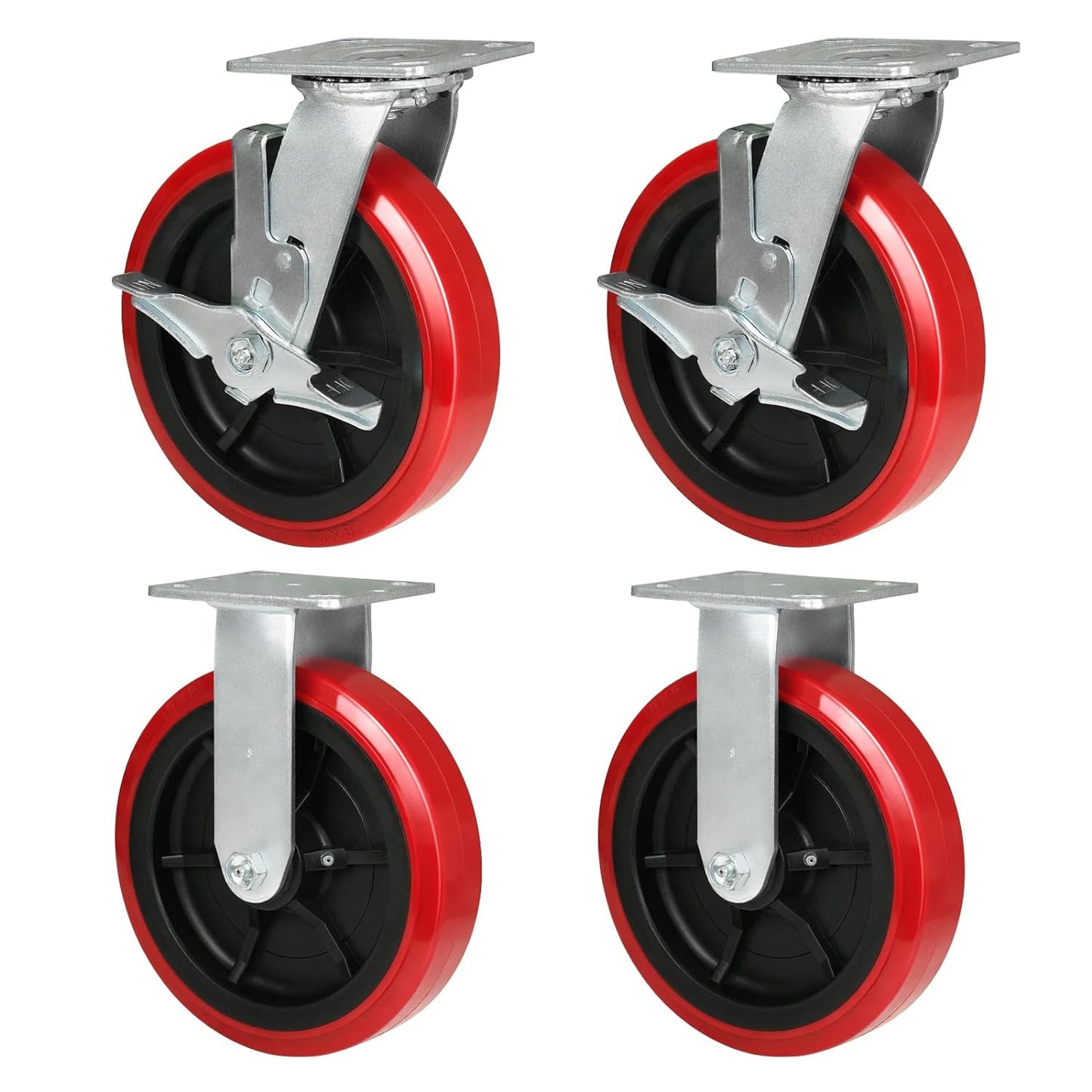 Heavy Duty Casters Set of 4 with 1200lbs Capacity, Polyurethane Tread on Polypropylene Core, Widely Used in Platform Trucks, Furniture, WorkBrench, Tool Box