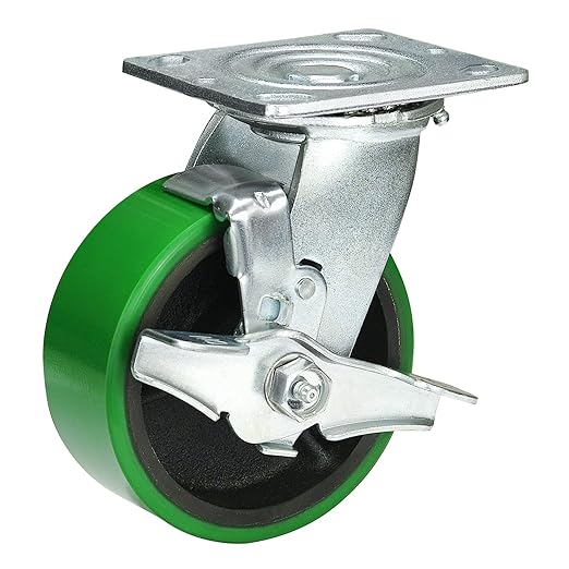 Polyurethane Wheel Swivel Casters,Rigid, Break, Industrial Load Capacity 4800lbs