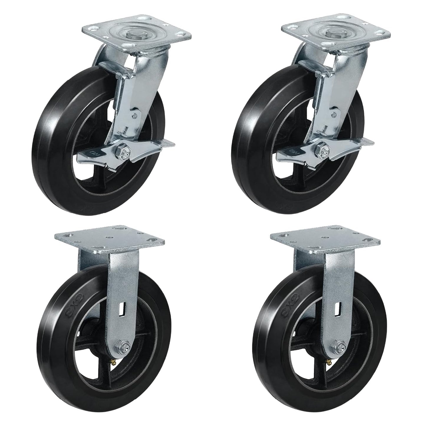 Rubber-Cast Iron Caster Wheels 700 lb Capacity for Heavy-Duty Mobility