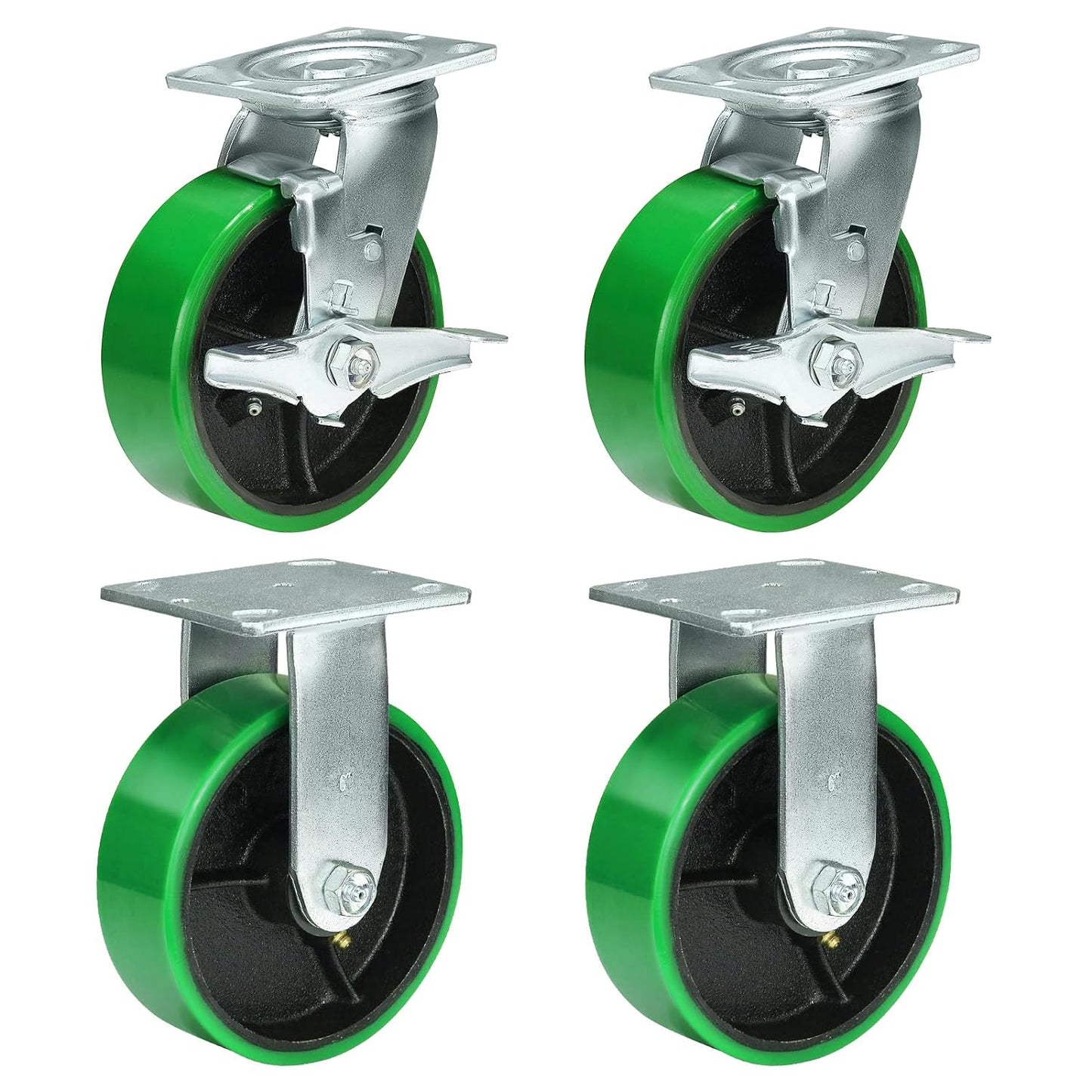 Polyurethane Wheel Swivel Casters,Rigid, Break, Industrial Load Capacity 4800lbs