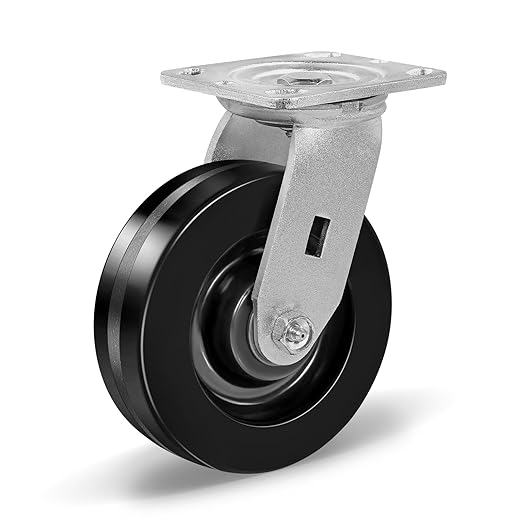 Heavy Duty Industrial Casters, Swivel w/Top Lock Brake, Black Non-Marking Phenolic Wheel, Load Capacity 800 lbs