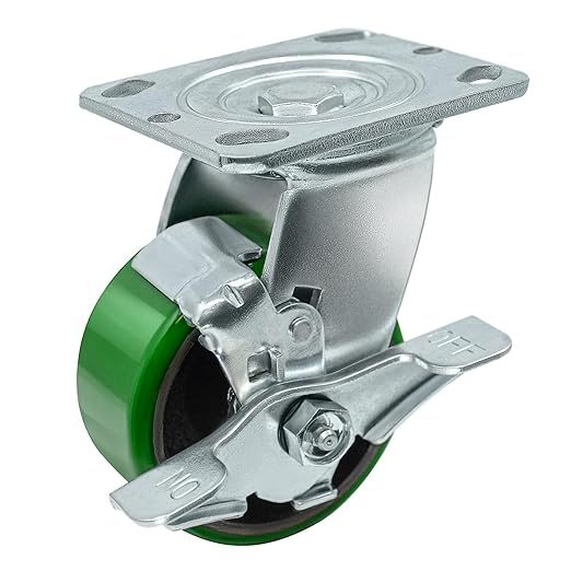 Polyurethane Wheel Swivel Casters,Rigid, Break, Industrial Load Capacity 4800lbs