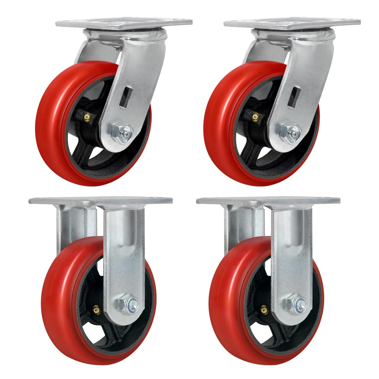 Polyurethane Crowned Tread Cast lron Swivel/Rigid/Brake Top Plate Caster w/ Roller Bearing