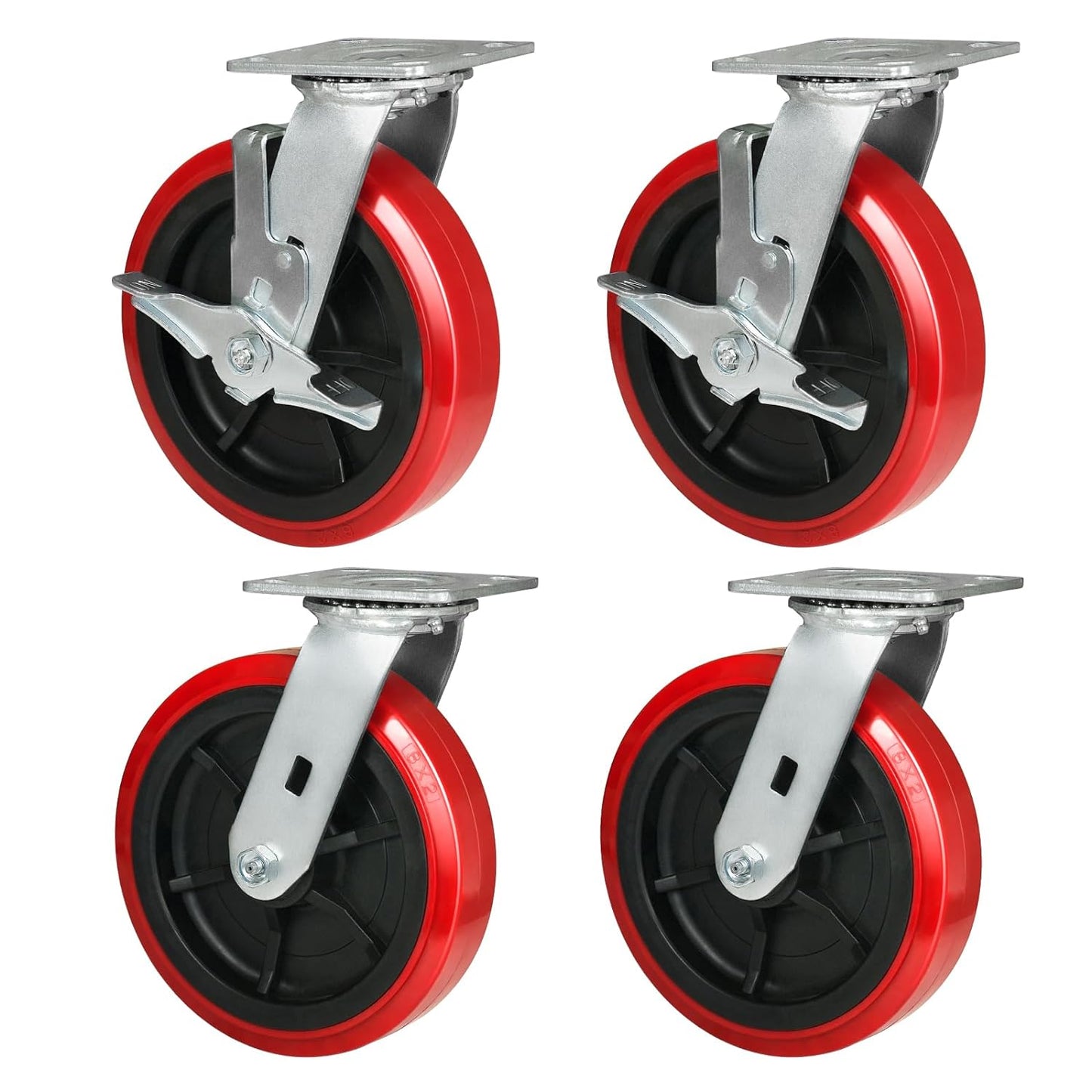 Heavy Duty Casters Set of 4 with 1200lbs Capacity, Polyurethane Tread on Polypropylene Core, Widely Used in Platform Trucks, Furniture, WorkBrench, Tool Box