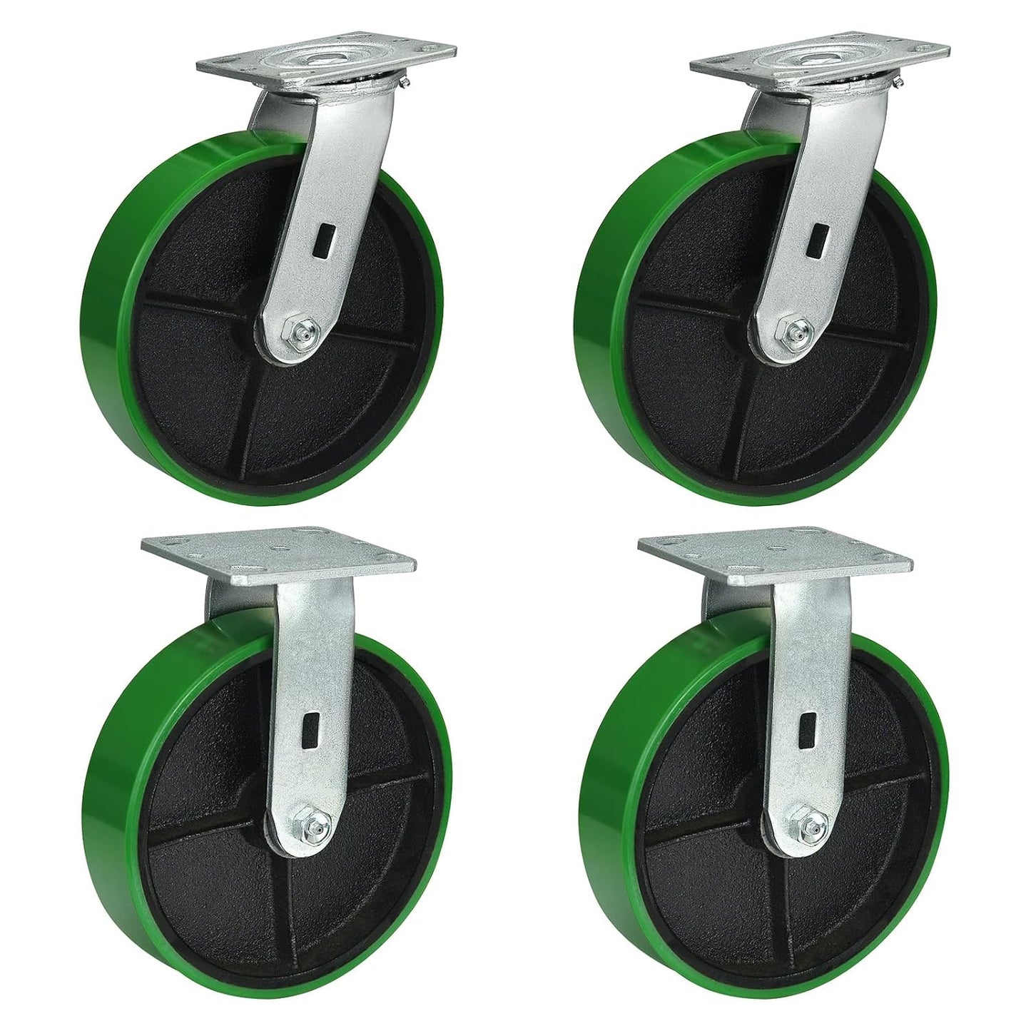 Polyurethane Wheel Swivel Casters,Rigid, Break, Industrial Load Capacity 4800lbs