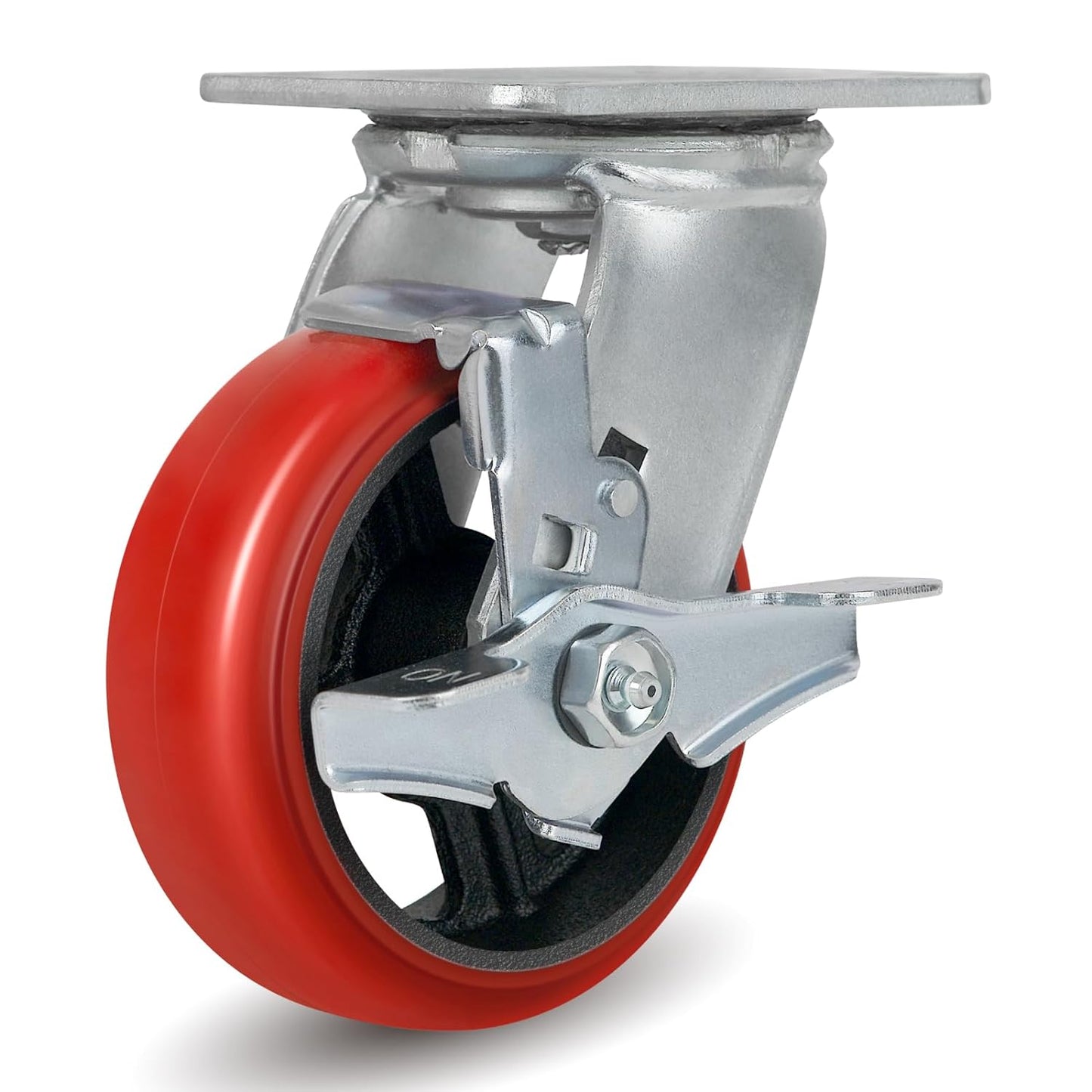 Polyurethane Crowned Tread Cast lron Swivel/Rigid/Brake Top Plate Caster w/ Roller Bearing