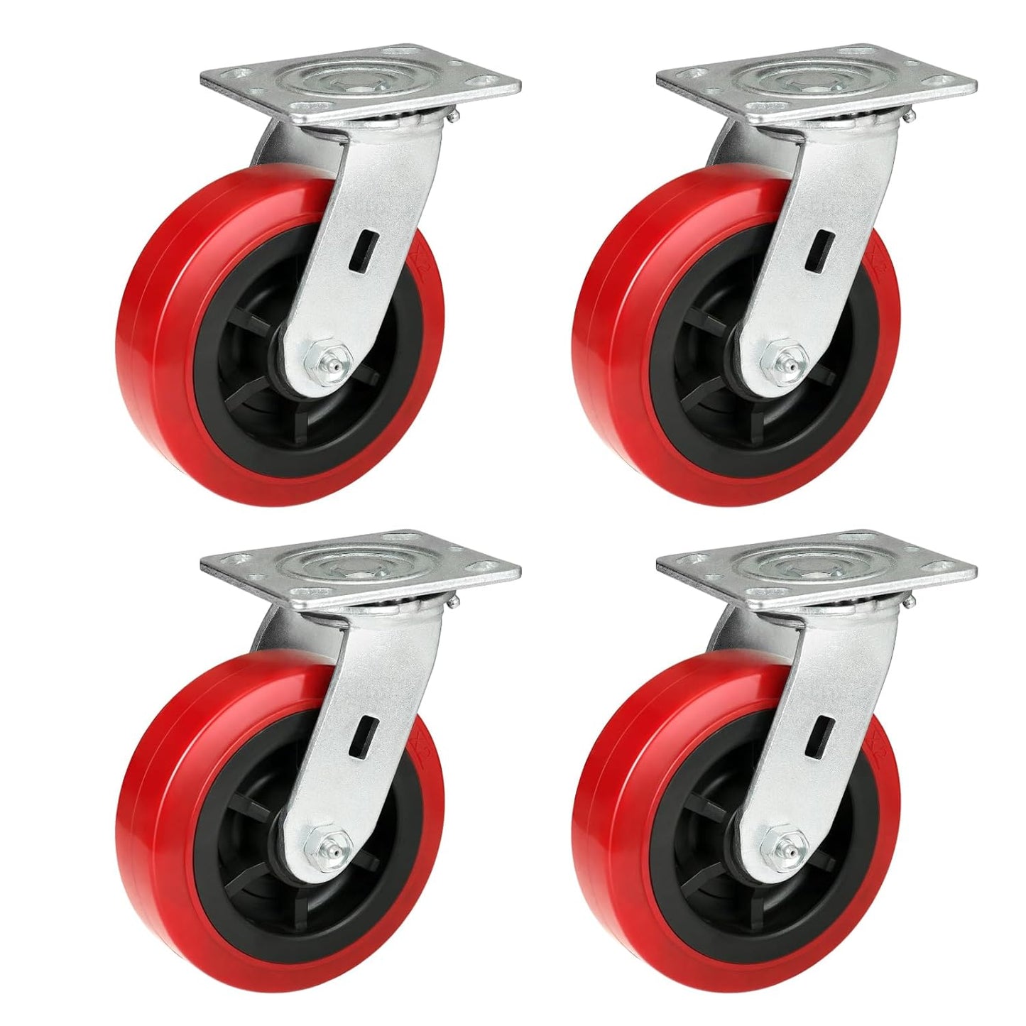 Heavy Duty Casters Set of 4 with 1200lbs Capacity, Polyurethane Tread on Polypropylene Core, Widely Used in Platform Trucks, Furniture, WorkBrench, Tool Box