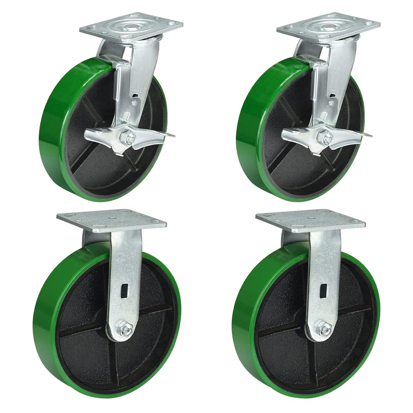 Polyurethane Wheel Swivel Casters,Rigid, Break, Industrial Load Capacity 4800lbs