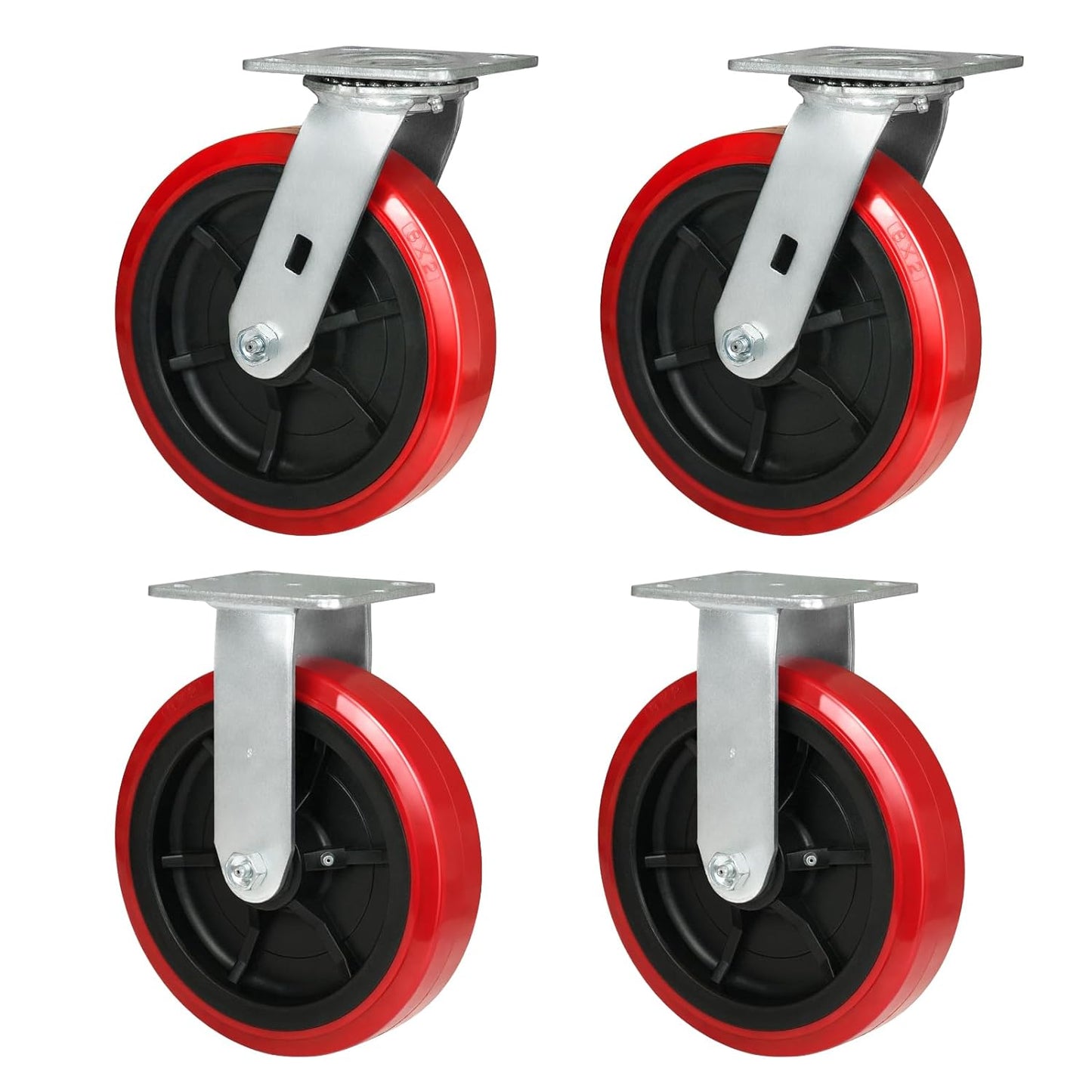 Heavy Duty Casters Set of 4 with 1200lbs Capacity, Polyurethane Tread on Polypropylene Core, Widely Used in Platform Trucks, Furniture, WorkBrench, Tool Box