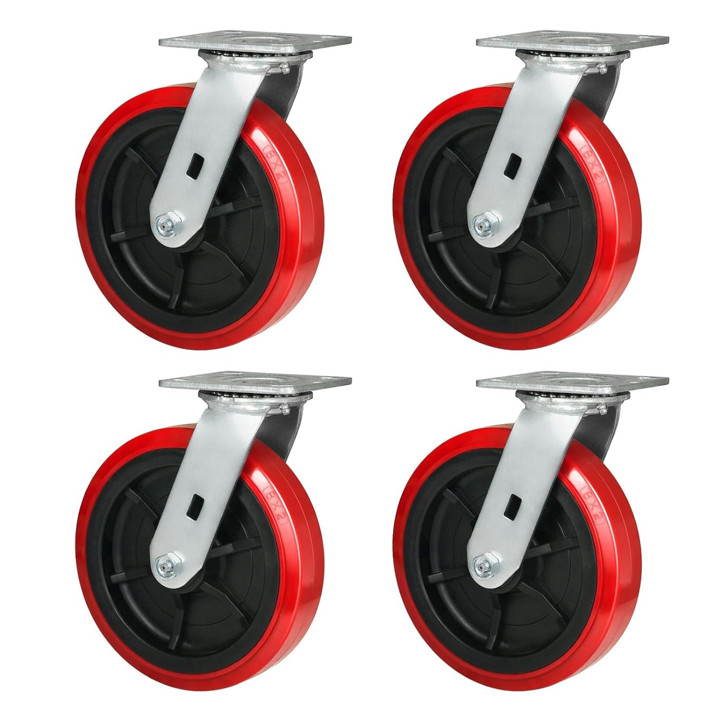 Heavy Duty Casters Set of 4 with 1200lbs Capacity, Polyurethane Tread on Polypropylene Core, Widely Used in Platform Trucks, Furniture, WorkBrench, Tool Box