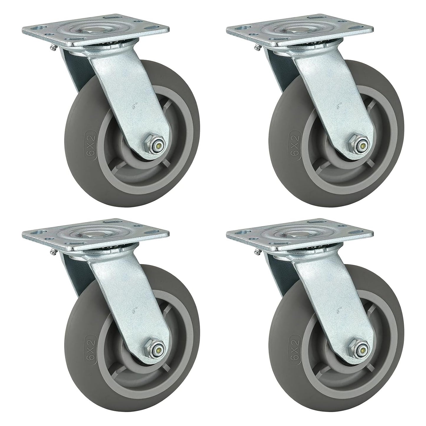 Thermoplastic Rubber Wheels(Crown Tread) -Heavy Duty Caster Wheels for Furniture Platform Trucks Workbench Total 2000 LB Capacity