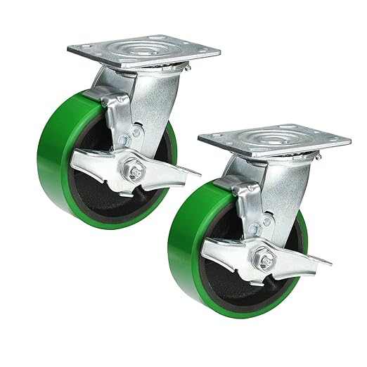 Polyurethane Wheel Swivel Casters,Rigid, Break, Industrial Load Capacity 4800lbs