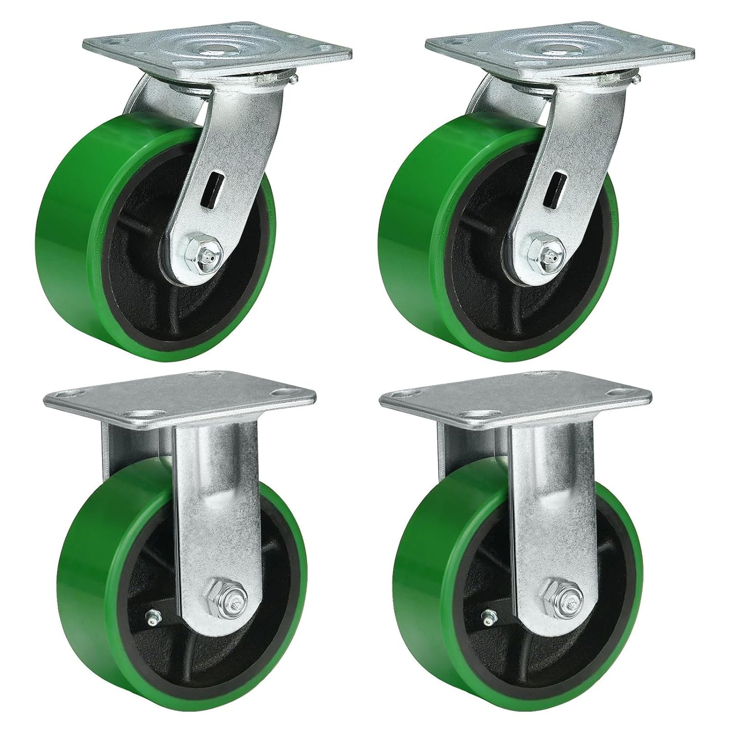 Polyurethane Wheel Swivel Casters,Rigid, Break, Industrial Load Capacity 4800lbs