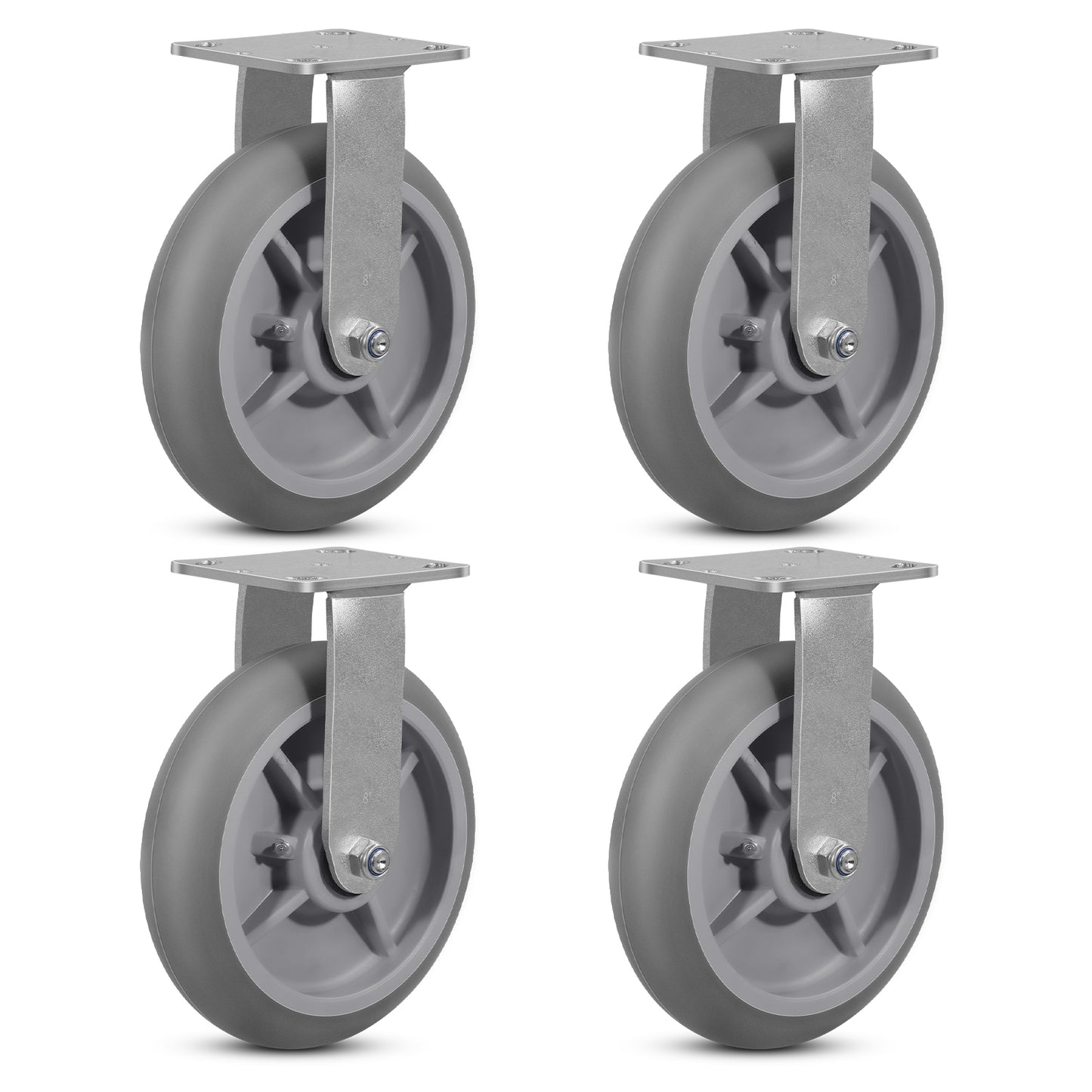 Thermoplastic Rubber Wheels(Crown Tread) -Heavy Duty Caster Wheels for Furniture Platform Trucks Workbench Total 2000 LB Capacity