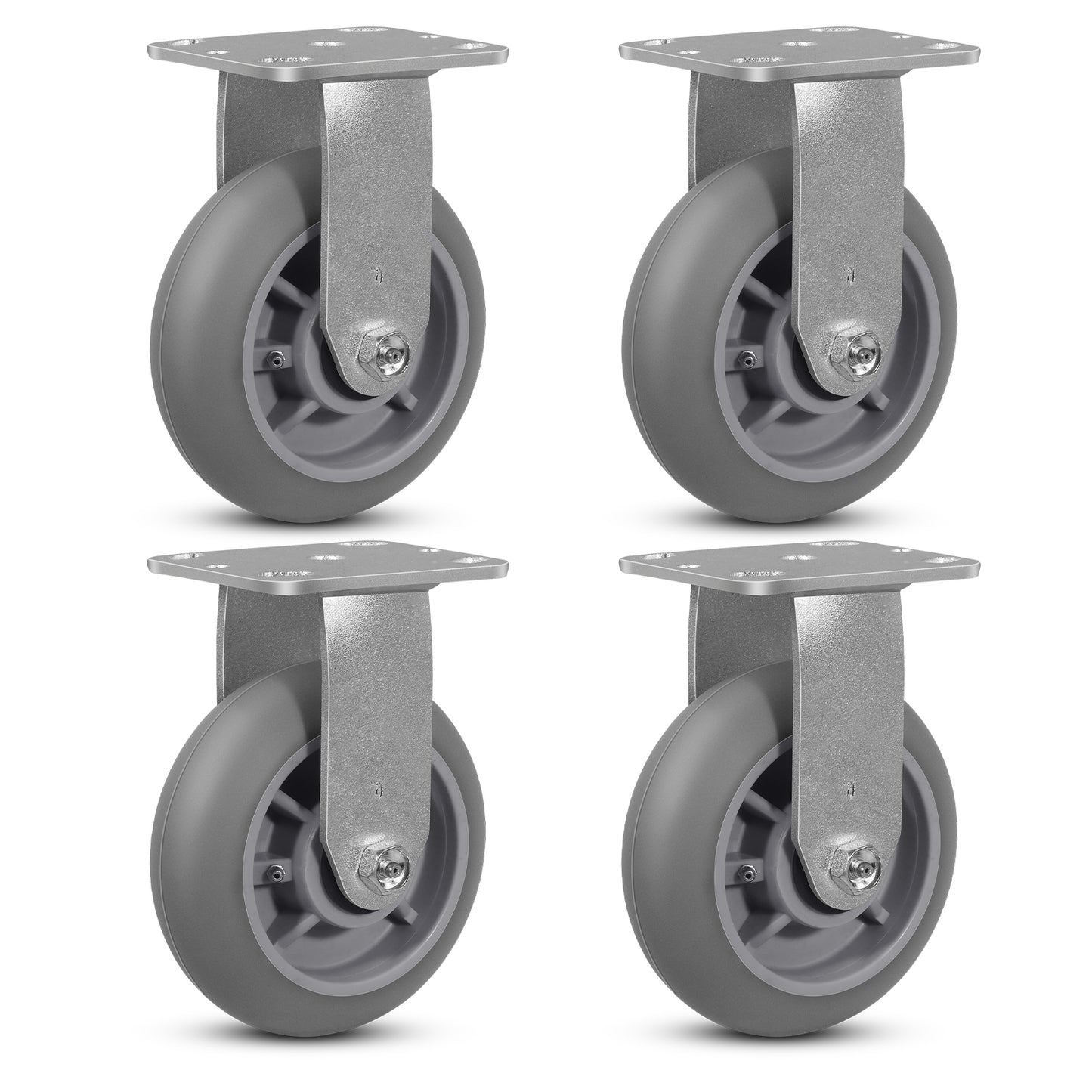 Thermoplastic Rubber Wheels(Crown Tread) -Heavy Duty Caster Wheels for Furniture Platform Trucks Workbench Total 2000 LB Capacity