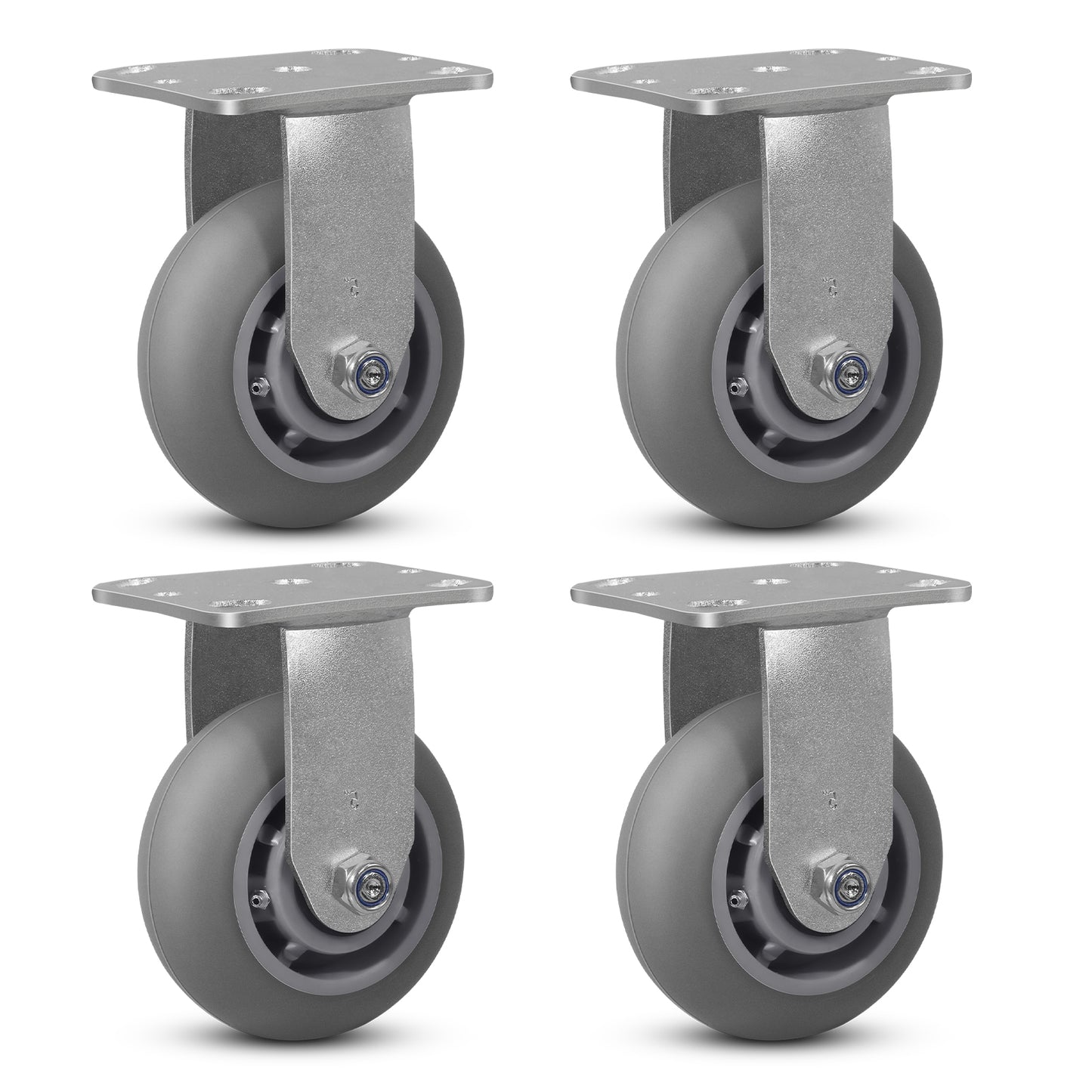 Thermoplastic Rubber Wheels(Crown Tread) -Heavy Duty Caster Wheels for Furniture Platform Trucks Workbench Total 2000 LB Capacity