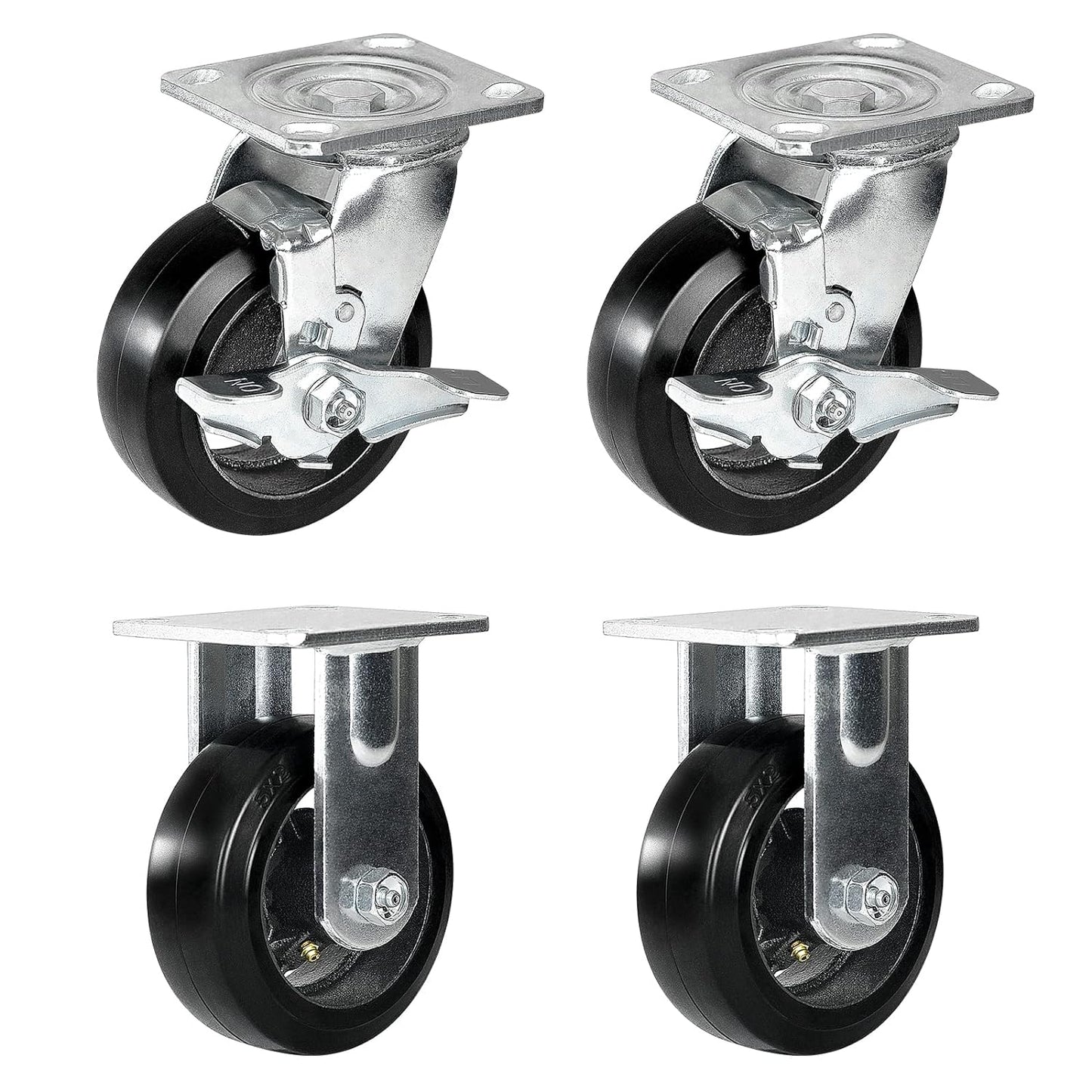 Rubber-Cast Iron Caster Wheels 700 lb Capacity for Heavy-Duty Mobility