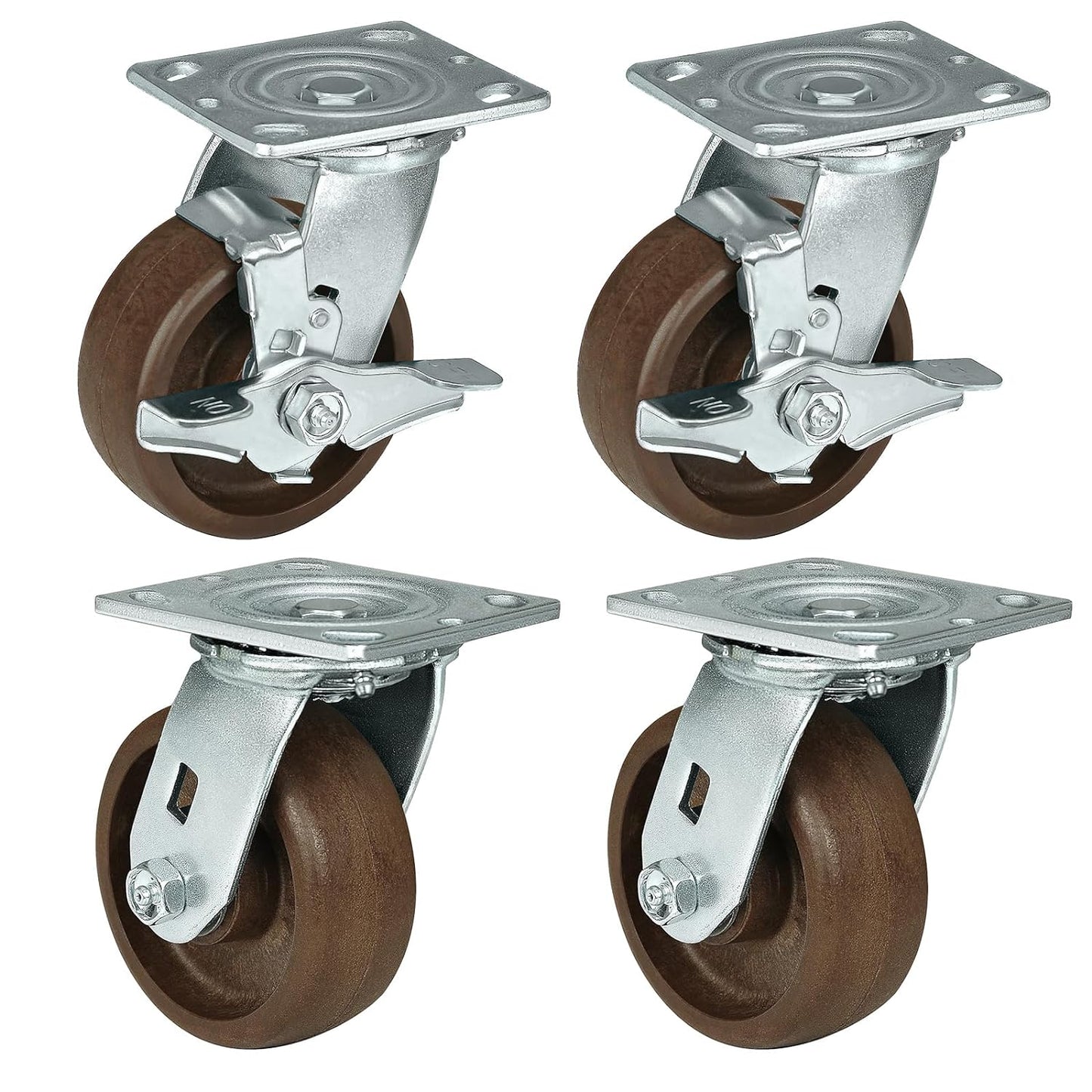 Heavy Duty Casters- Hi Temperature Wheels, Industrial Casters with Strong Capacity 1000 LB, Temperature Range:-40F to 525F. Use for Equipment Such as Ovens,Kilns,and Dryers