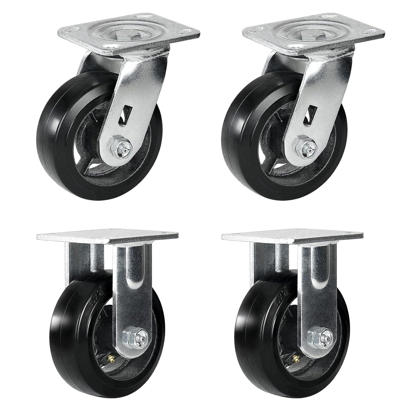 Rubber-Cast Iron Caster Wheels 700 lb Capacity for Heavy-Duty Mobility