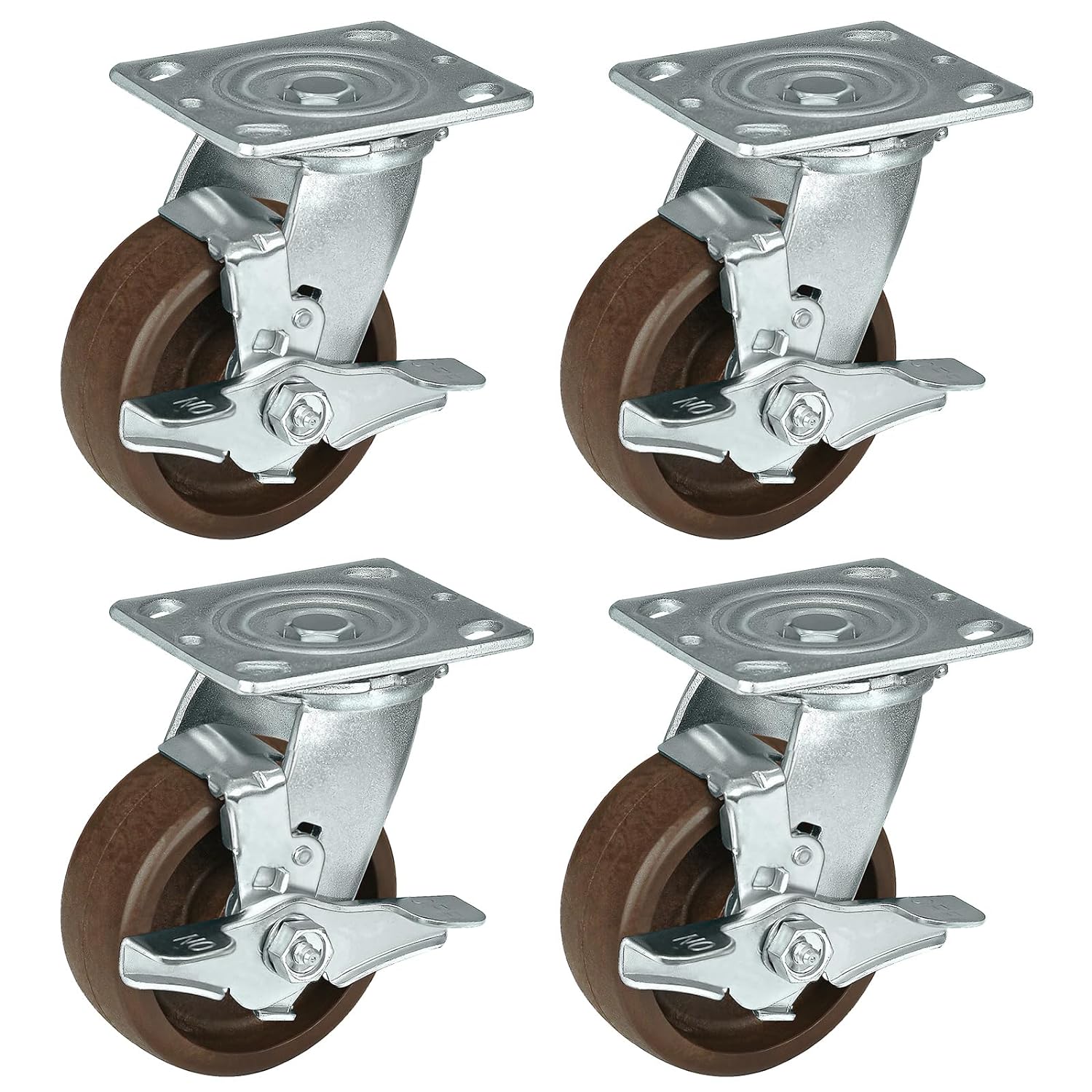HANDSAMMU 6x2 Heavy Duty Industrial Casters - 1200 Lb Capacity Solid Polyurethane Wheels (1 Rigid)