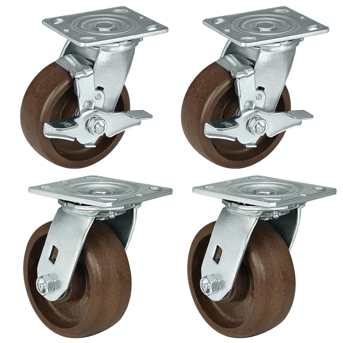 Heavy Duty Casters- Hi Temperature Wheels, Industrial Casters with Strong Capacity 1000 LB, Temperature Range:-40F to 525F. Use for Equipment Such as Ovens,Kilns,and Dryers