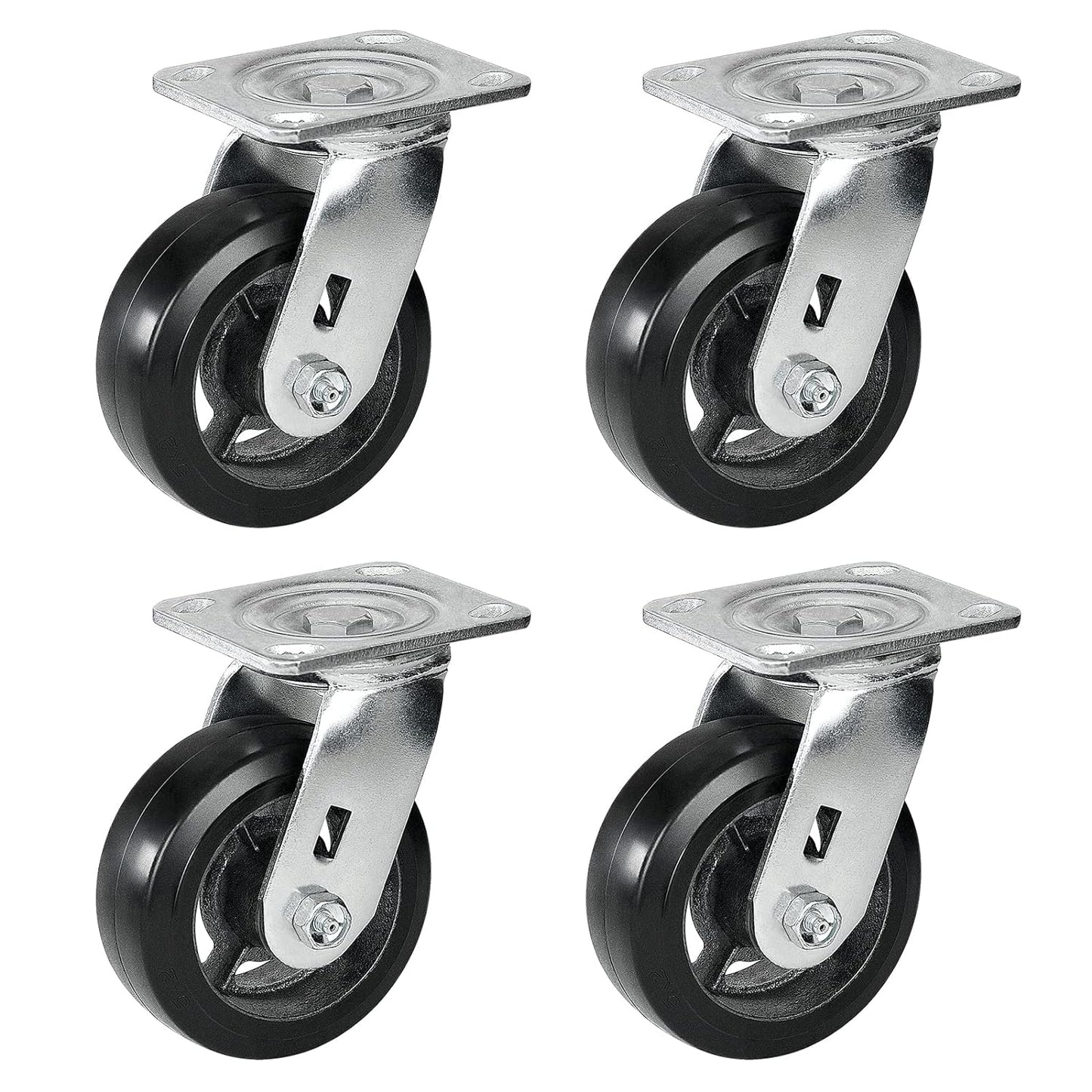 Rubber-Cast Iron Caster Wheels 700 lb Capacity for Heavy-Duty Mobility