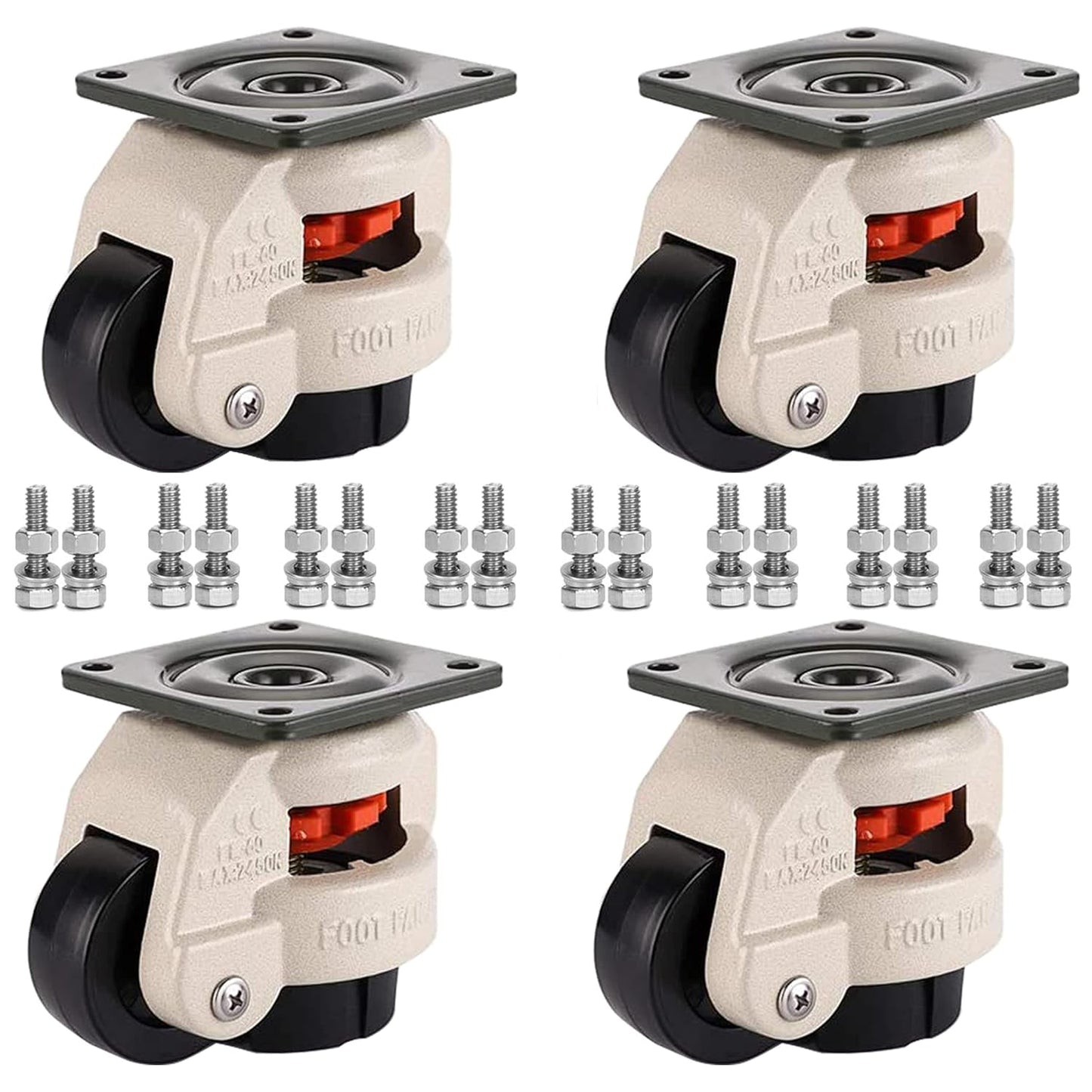 Heavy Duty Casters- Hi Temperature Wheels, Industrial Casters with Strong Capacity 1000 LB, Temperature Range:-40F to 525F. Use for Equipment Such as Ovens,Kilns,and Dryers