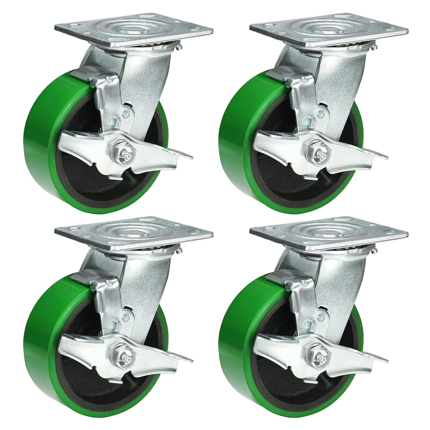 Polyurethane Wheel Swivel Casters,Rigid, Break, Industrial Load Capacity 4800lbs