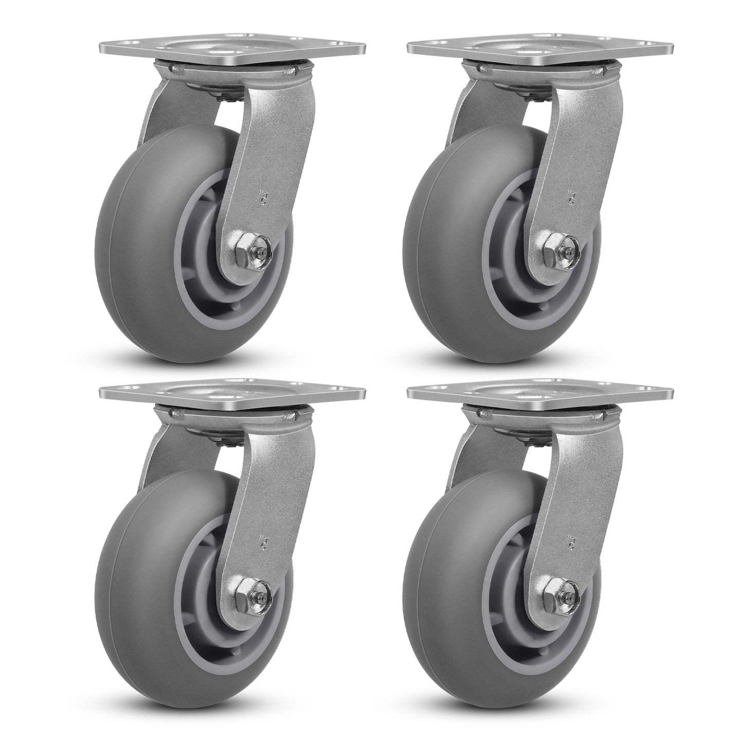 Thermoplastic Rubber Wheels(Crown Tread) -Heavy Duty Caster Wheels for Furniture Platform Trucks Workbench Total 2000 LB Capacity