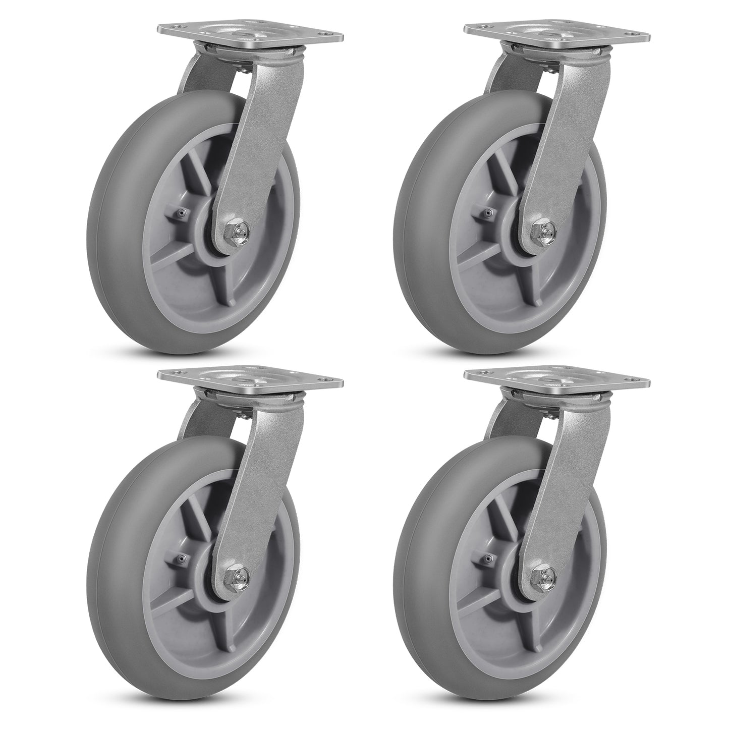 Thermoplastic Rubber Wheels(Crown Tread) -Heavy Duty Caster Wheels for Furniture Platform Trucks Workbench Total 2000 LB Capacity