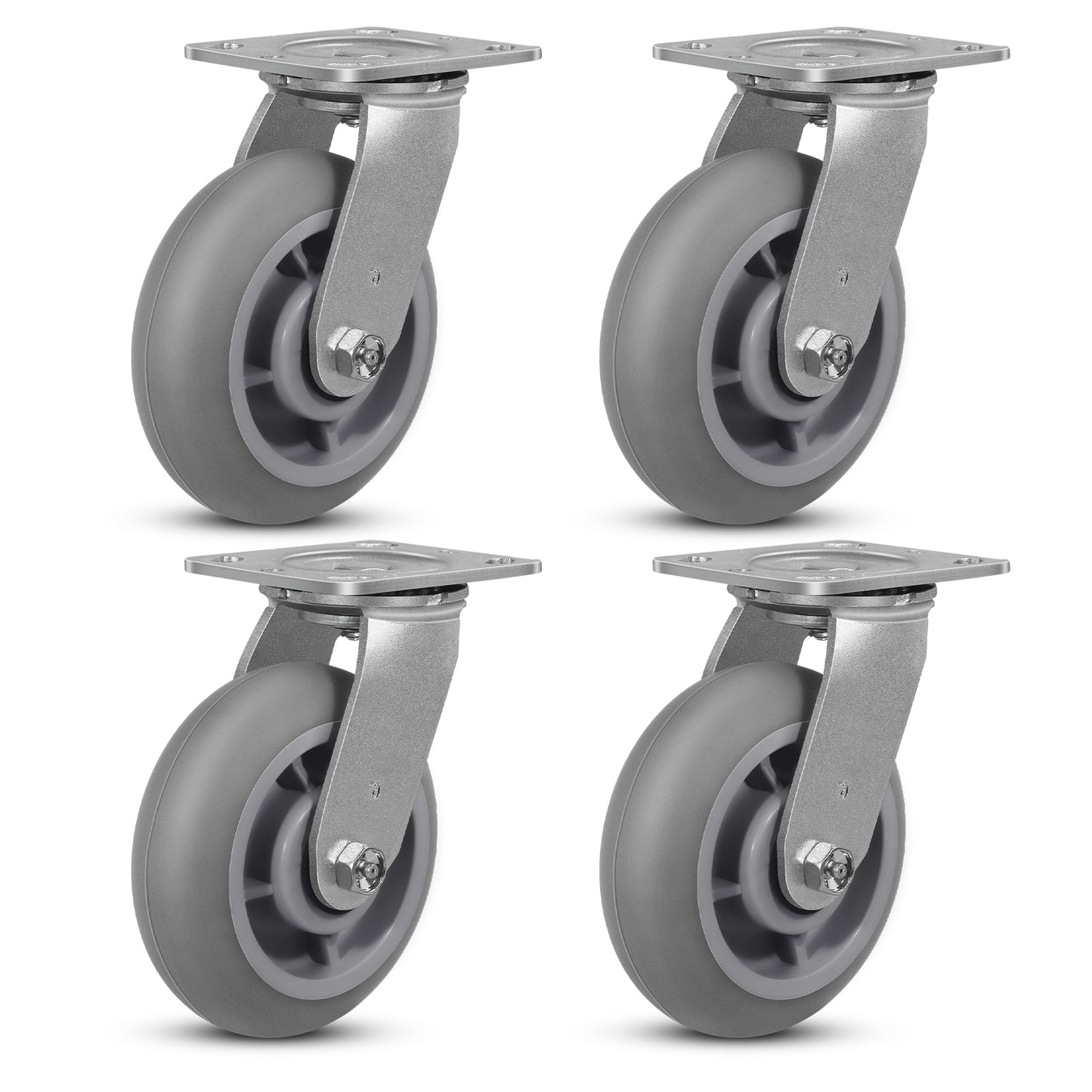 Thermoplastic Rubber Wheels(Crown Tread) -Heavy Duty Caster Wheels for Furniture Platform Trucks Workbench Total 2000 LB Capacity