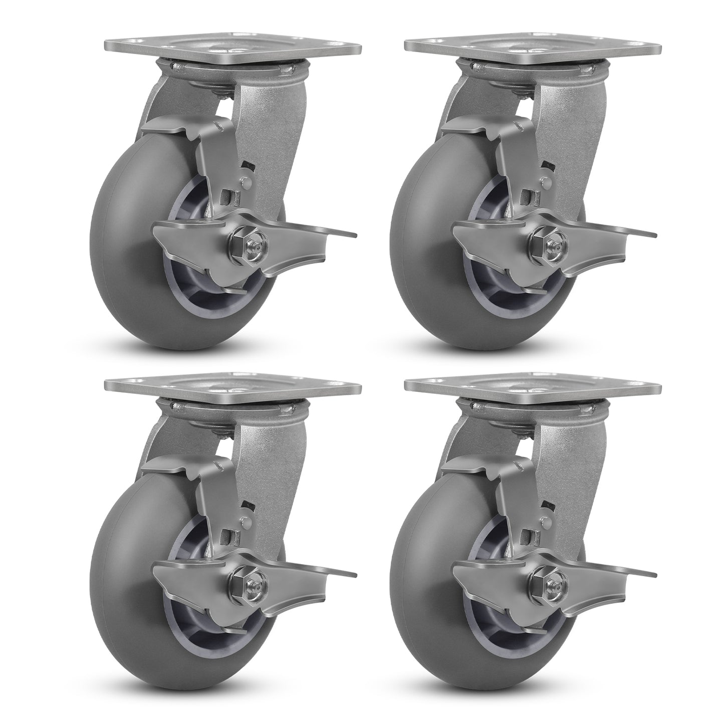 Thermoplastic Rubber Wheels(Crown Tread) -Heavy Duty Caster Wheels for Furniture Platform Trucks Workbench Total 2000 LB Capacity
