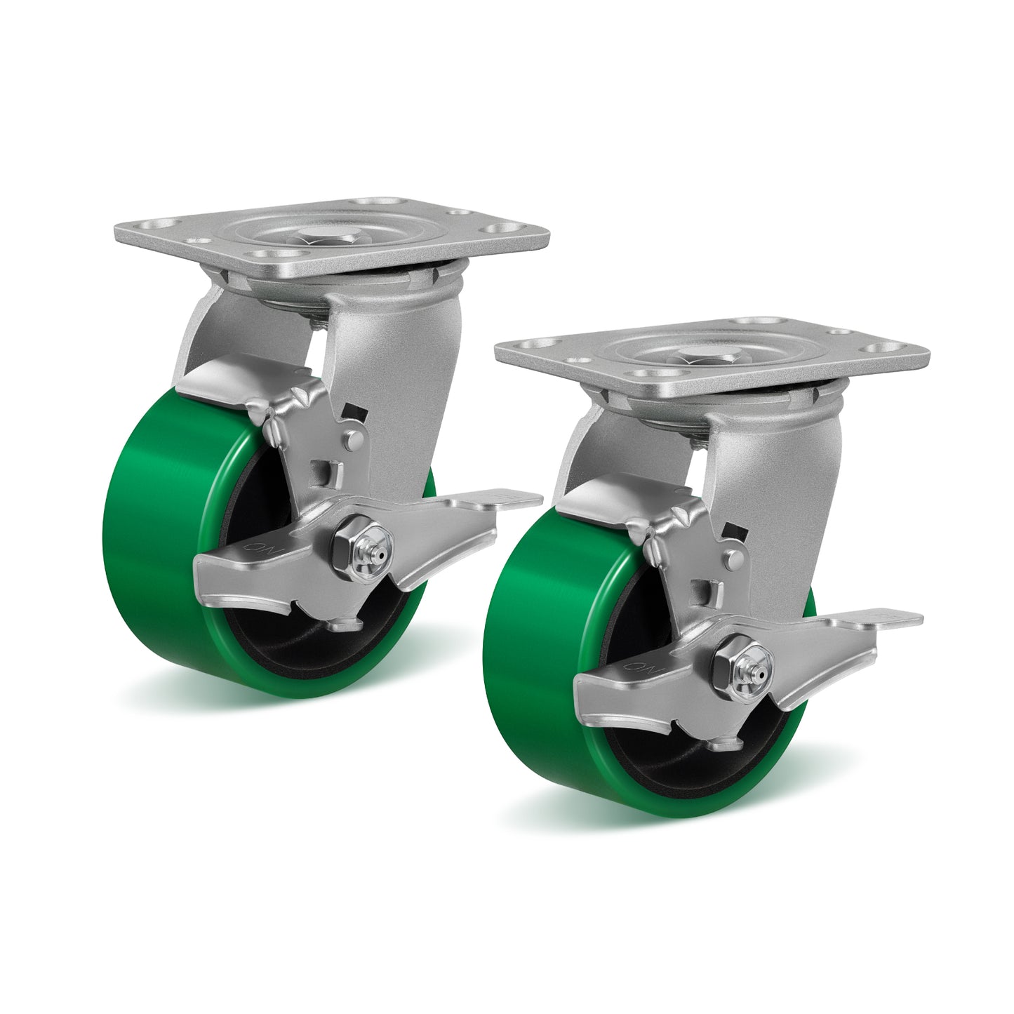 Polyurethane Wheel Swivel Casters,Rigid, Break, Industrial Load Capacity 4800lbs